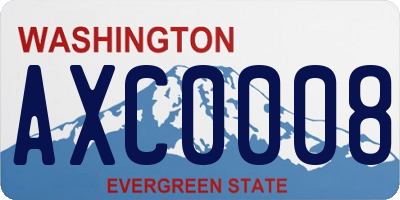 WA license plate AXC0008