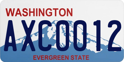 WA license plate AXC0012