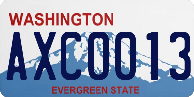 WA license plate AXC0013