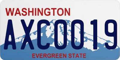 WA license plate AXC0019