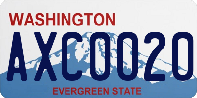WA license plate AXC0020