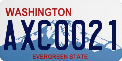 WA license plate AXC0021