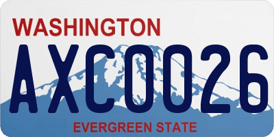 WA license plate AXC0026