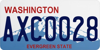 WA license plate AXC0028