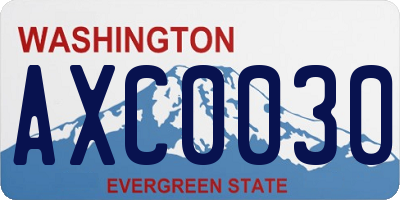 WA license plate AXC0030