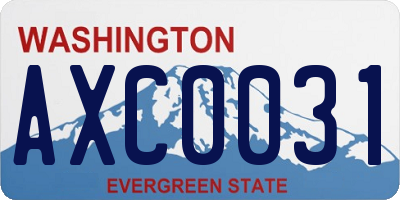 WA license plate AXC0031