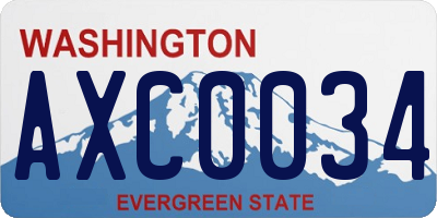 WA license plate AXC0034