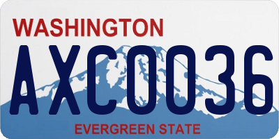 WA license plate AXC0036