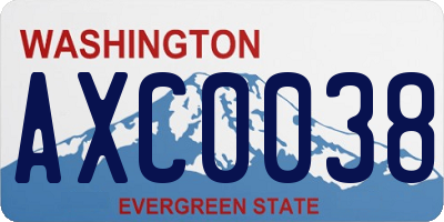 WA license plate AXC0038