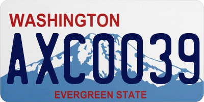 WA license plate AXC0039