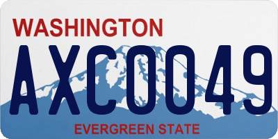 WA license plate AXC0049