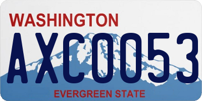 WA license plate AXC0053