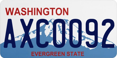 WA license plate AXC0092