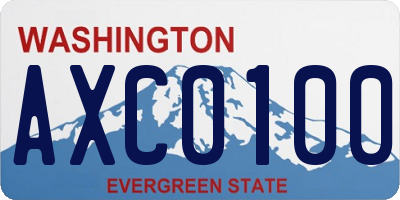WA license plate AXC0100