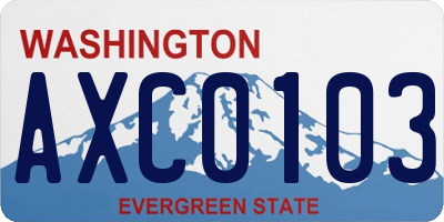 WA license plate AXC0103