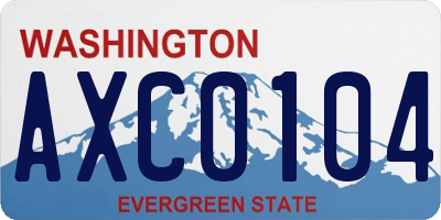 WA license plate AXC0104