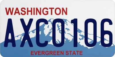 WA license plate AXC0106