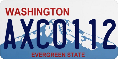 WA license plate AXC0112