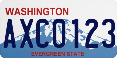 WA license plate AXC0123