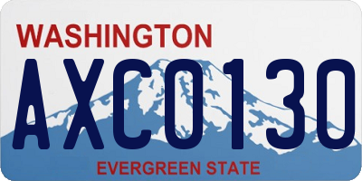 WA license plate AXC0130