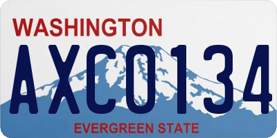 WA license plate AXC0134