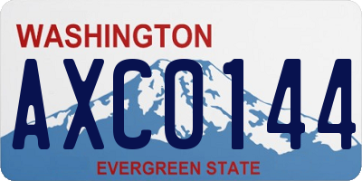 WA license plate AXC0144