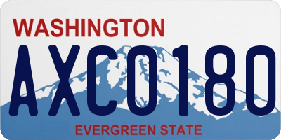 WA license plate AXC0180
