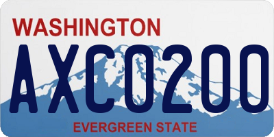 WA license plate AXC0200