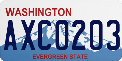 WA license plate AXC0203