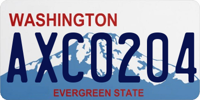 WA license plate AXC0204