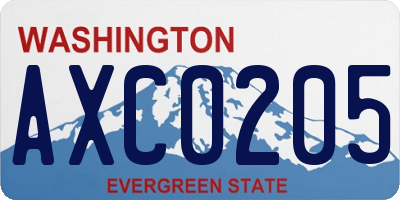 WA license plate AXC0205