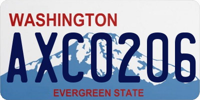 WA license plate AXC0206