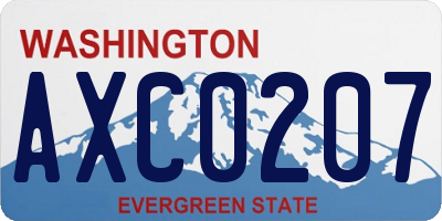 WA license plate AXC0207
