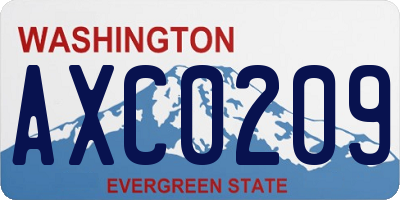 WA license plate AXC0209