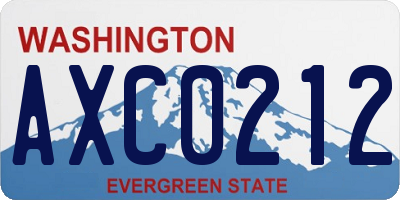 WA license plate AXC0212