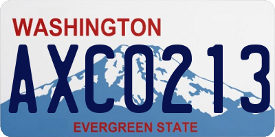 WA license plate AXC0213