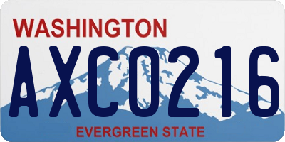 WA license plate AXC0216