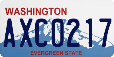 WA license plate AXC0217