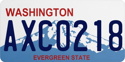 WA license plate AXC0218