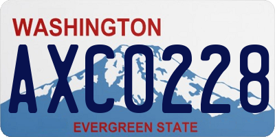 WA license plate AXC0228