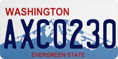 WA license plate AXC0230