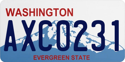 WA license plate AXC0231