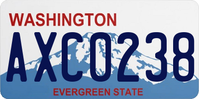 WA license plate AXC0238