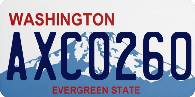 WA license plate AXC0260