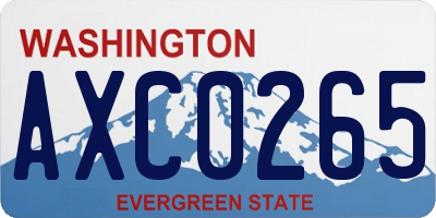 WA license plate AXC0265