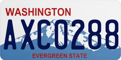 WA license plate AXC0288