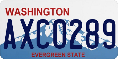 WA license plate AXC0289
