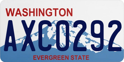 WA license plate AXC0292