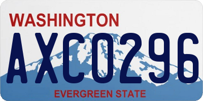 WA license plate AXC0296
