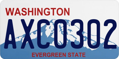 WA license plate AXC0302